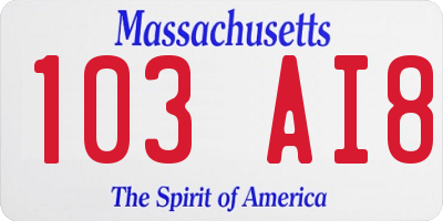MA license plate 103AI8