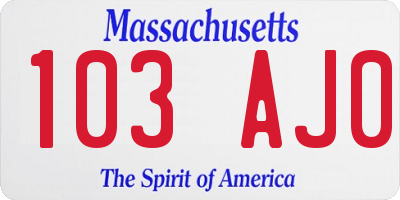 MA license plate 103AJ0