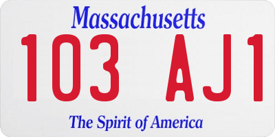 MA license plate 103AJ1