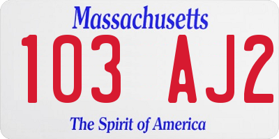 MA license plate 103AJ2