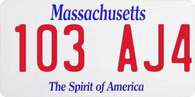 MA license plate 103AJ4