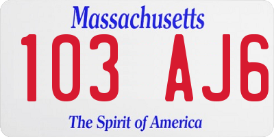 MA license plate 103AJ6
