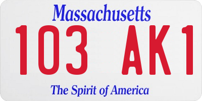 MA license plate 103AK1