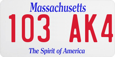 MA license plate 103AK4