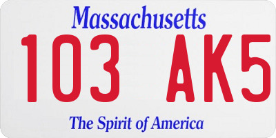 MA license plate 103AK5