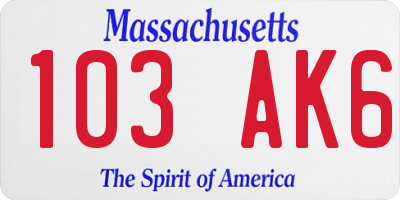 MA license plate 103AK6