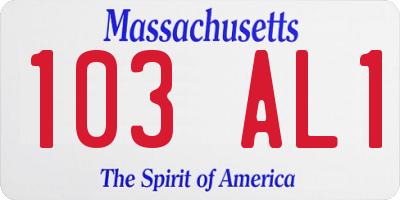 MA license plate 103AL1