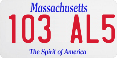 MA license plate 103AL5