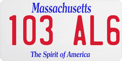 MA license plate 103AL6