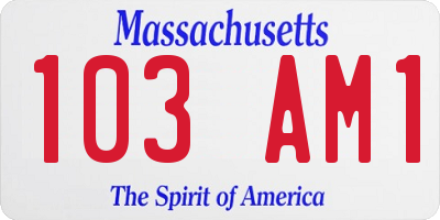 MA license plate 103AM1
