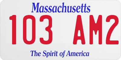 MA license plate 103AM2