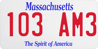 MA license plate 103AM3