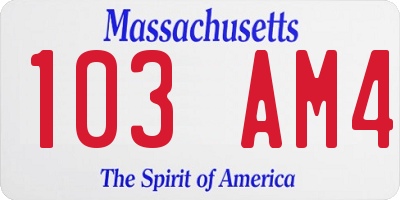 MA license plate 103AM4