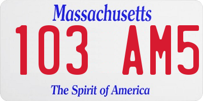 MA license plate 103AM5