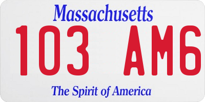 MA license plate 103AM6