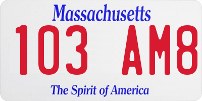 MA license plate 103AM8