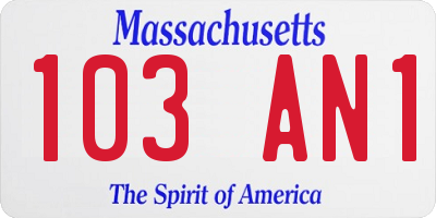 MA license plate 103AN1