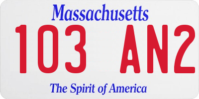 MA license plate 103AN2