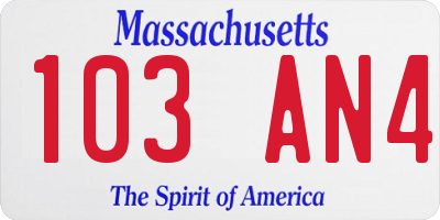 MA license plate 103AN4