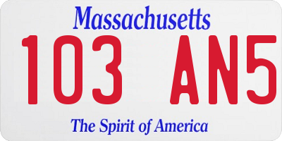 MA license plate 103AN5