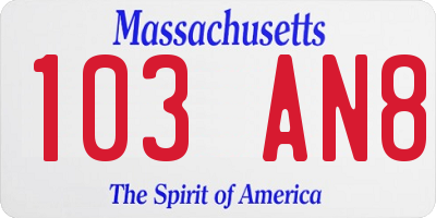 MA license plate 103AN8