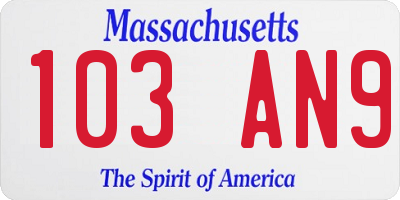 MA license plate 103AN9