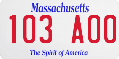 MA license plate 103AO0