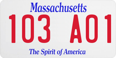 MA license plate 103AO1