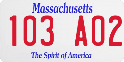 MA license plate 103AO2