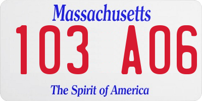 MA license plate 103AO6