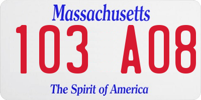MA license plate 103AO8