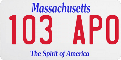 MA license plate 103AP0