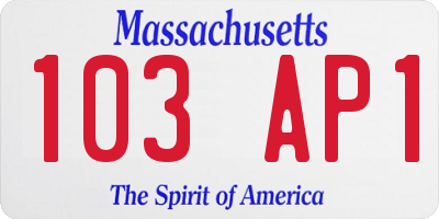 MA license plate 103AP1