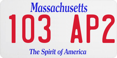 MA license plate 103AP2