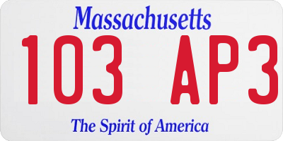MA license plate 103AP3