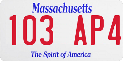 MA license plate 103AP4