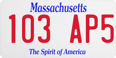 MA license plate 103AP5