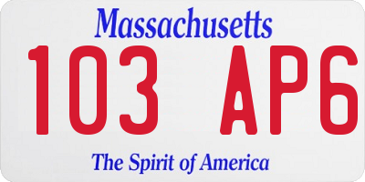 MA license plate 103AP6