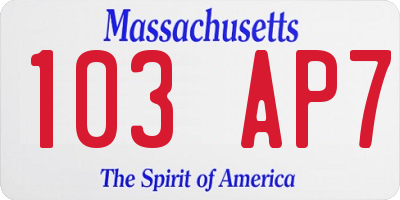 MA license plate 103AP7