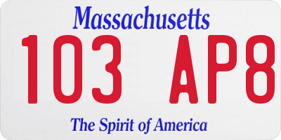 MA license plate 103AP8