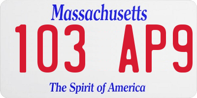 MA license plate 103AP9