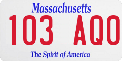 MA license plate 103AQ0