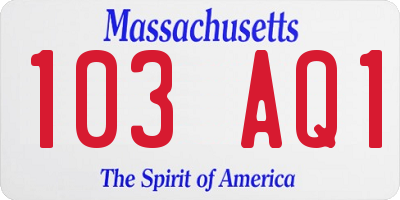 MA license plate 103AQ1