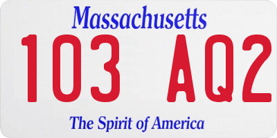 MA license plate 103AQ2