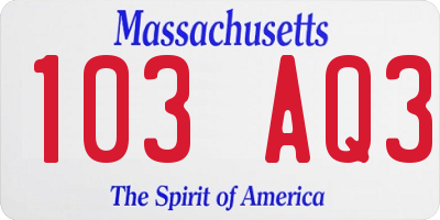 MA license plate 103AQ3