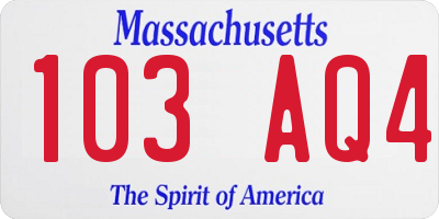MA license plate 103AQ4