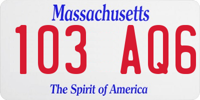 MA license plate 103AQ6