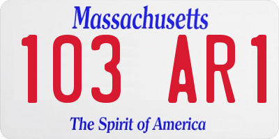 MA license plate 103AR1