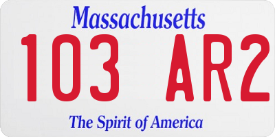 MA license plate 103AR2