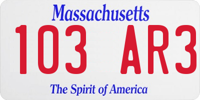 MA license plate 103AR3